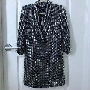 NWT Black and Silver Metallic Sequin Blazer Dress